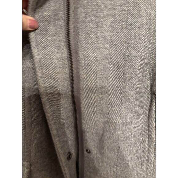 Calvin Klein Wool Blend Gray Tweed Stand Collar Walker Coat Women’s Sz 18 Zips - Picture 5 of 15